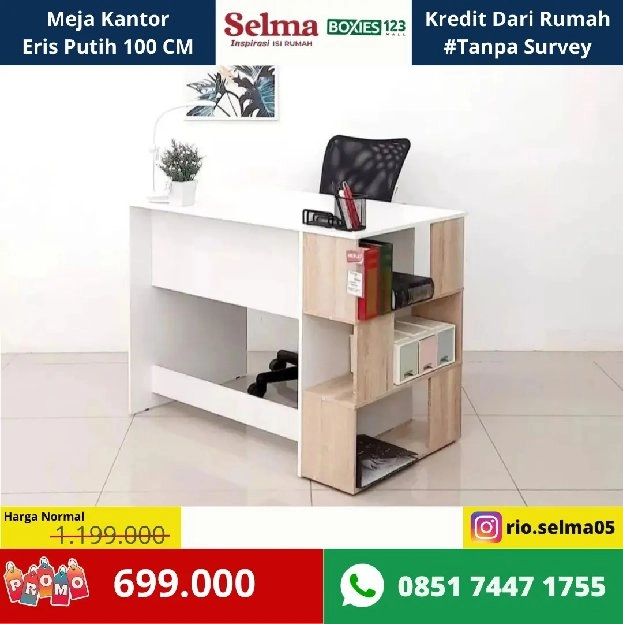 Meja Kantor Eris Putih 100 cm