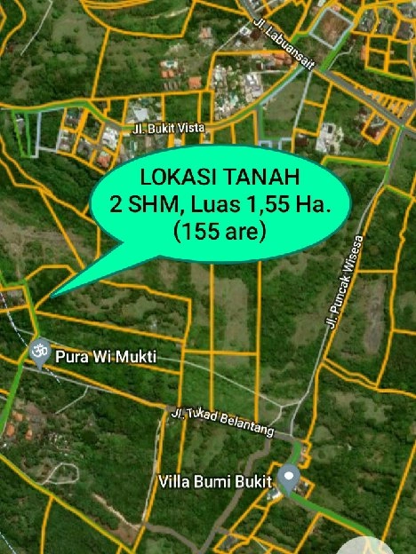 Dijual 1,55 Ha. FULL VIEW, Jl. Labuansait Puncak Wisesa Pantai Bingin Pecatu