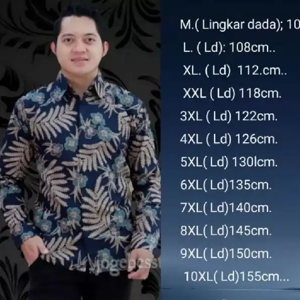 Kemeja Batik Pria Dewasa Big Size Jumbo Lengan Panjang M-10xl