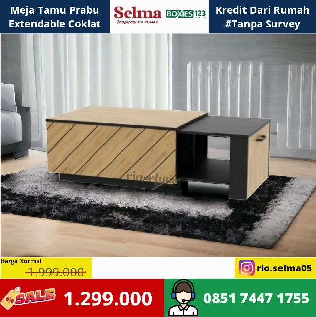 Meja Tamu Prabu Extendable Coklat Oak 