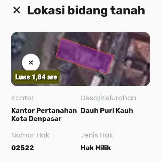 Dijual 1,84 are, Jl. Pulau Misol Simpang 6 Teuku Umar Dauh Puri Kauh Denpasar