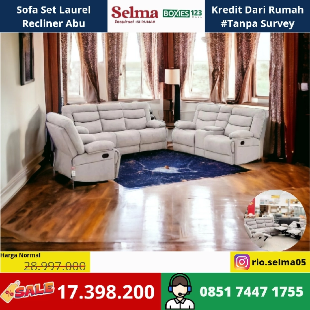 Sofa Set Laurel Fabric Abu abu 