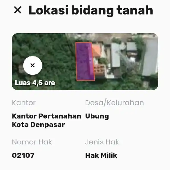 Dijual 4,5 are, Jl. Cargo Indah Gatsu Barat Ubung Denpasar