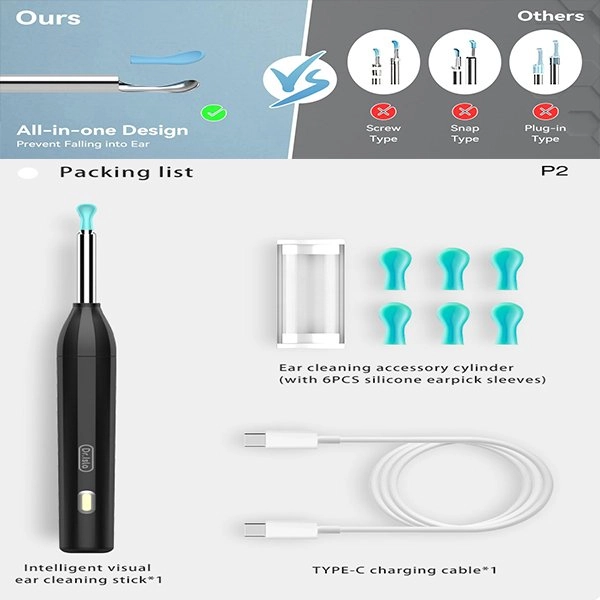 Pembersih Telinga Korek Kuping Kamera LED smart Visual Ear Stick HD Endoscope WIFI waterproof earpic