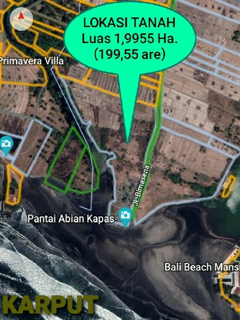 Dijual 1,9955 Ha. LOSS PANTAI Abian Kapas, Jl. Bimasena Beraban Kediri Tabanan