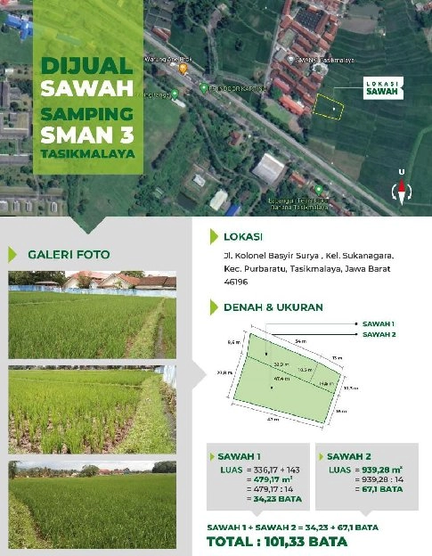 dijual sawah daerah tasiknalaya