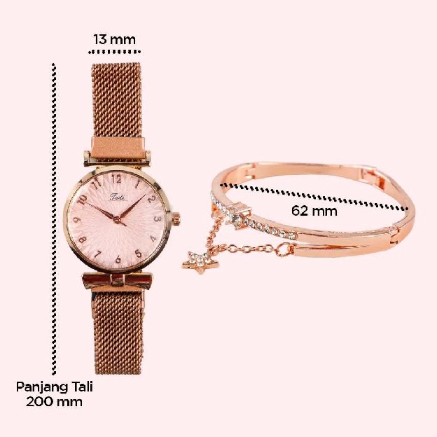 Tadi Jam Tangan Wanita Stainless Steel with Bracelet LV01 - RoseGold/White 