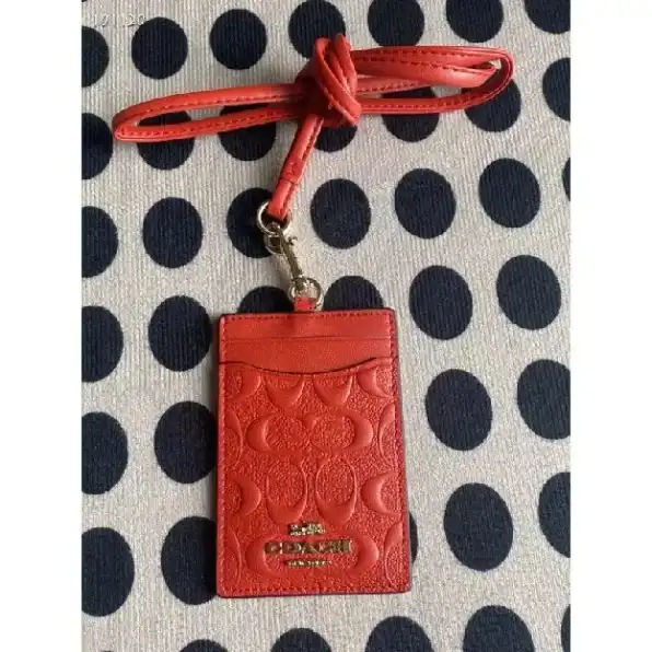 Coach ID Lanyard In Red Embossed metal logo (C73602)