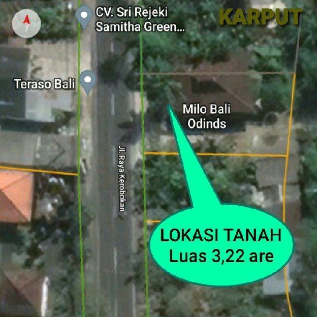 Dijual 3,22 are, Jl. Raya Kerobokan SEMER Kuta Utara