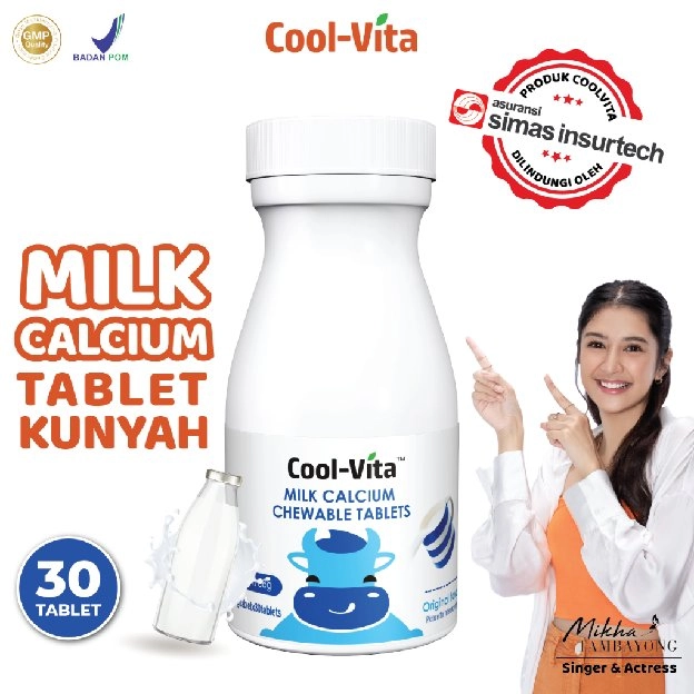 CoolVita Milk Calcium Chewable (Kunyah) Rasa Original Flavor isi 30 Tablets