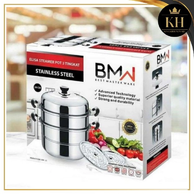 Stock Pot Steamer 4 Set BMW/ Panci Kukus 4 Set / Panci Dandang Stainless Steel/Stock Pot Steamer