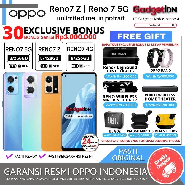 OPPO RENO7 5G & OPPO RENO7 Z 5G 8/256GB 8/128GB RENO 7 5G RENO 7 Z GARANSI RESMI OPPO