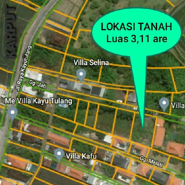 Dijual 3,11 are, Jl. Kayu Tulang Selatan Canggu Tibubeneng Kuta Utara