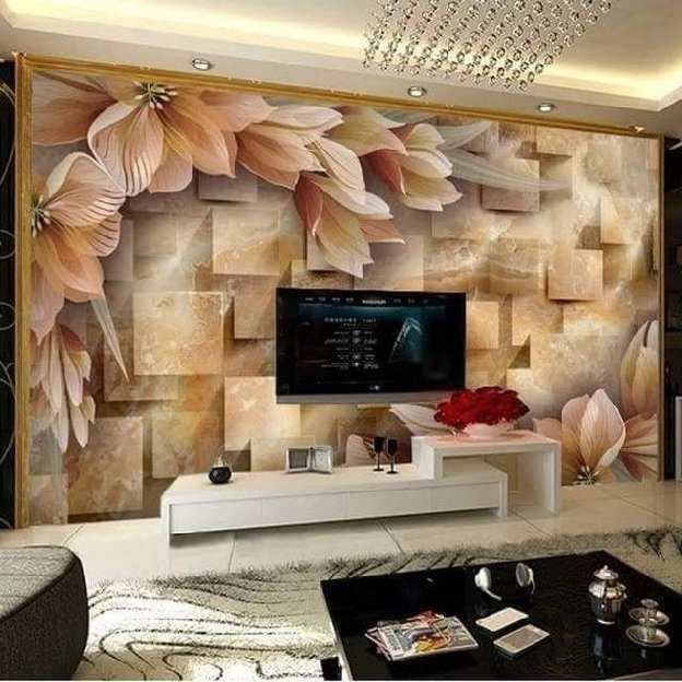 Pasang wallpaper dinding 3d custom toko jual dan pesan hordeng murah rollerblind vertikal blind