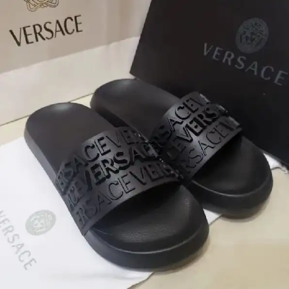 sandal pria versace sendal cowok hitam rubber