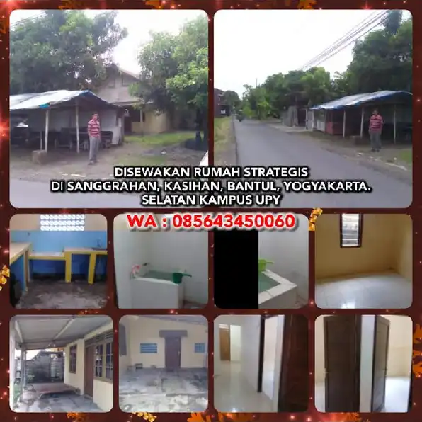 DIKONTRAKKAN RUMAH STRATEGIS DI SANGGRAHAN, KASIHAN, BANTUL. SELATAN KAMPUS UPY. WA: 085643450060