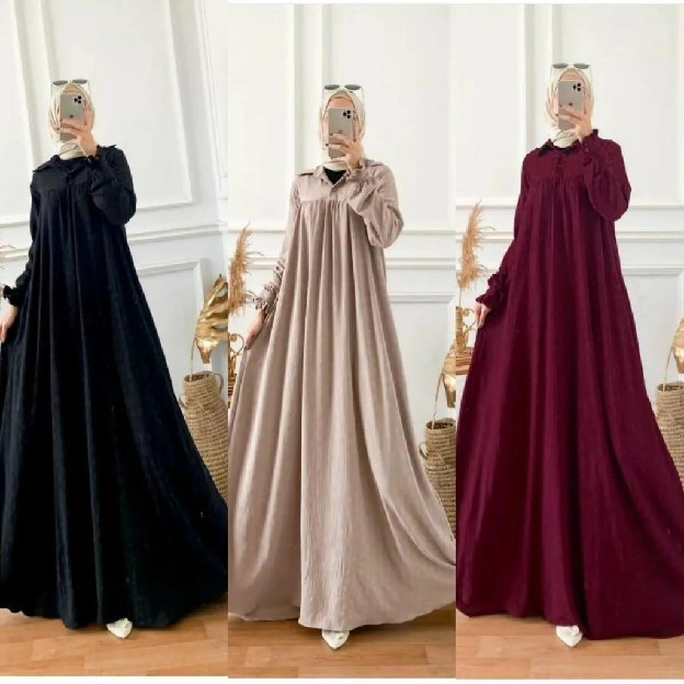 Anisa Maxy Gamis Crinkle Airflow Polos LD 110