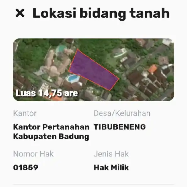 Dijual 14,7 are, Jl. Danau Batur GG. Mangga Kulibul Padonan Canggu Utara