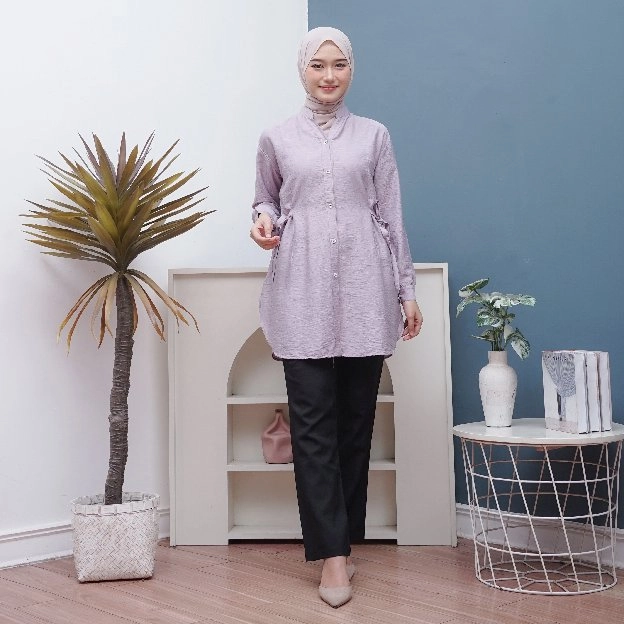 Gaia Tunik Polo Linen/tunik/atasan wanita/baju murah/tunik polo linen premium/tunik polo linen premi