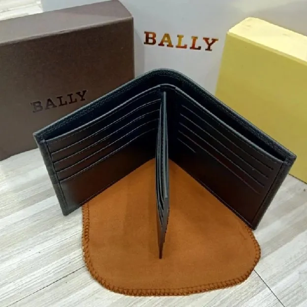 Dompet Bally Logo List Merah Putih Dompet Lipat Kulit