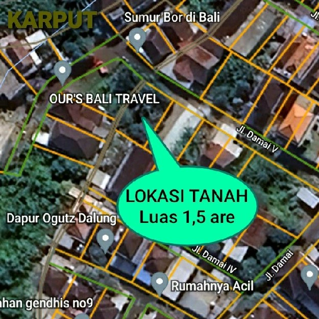 Dijual 1,5 are, Jl. Damai Perum Dalung PERMAI Kerobokan Kaja Kuta Utara