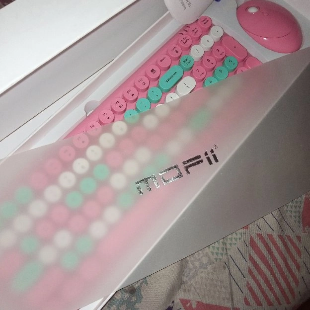 preloved mofii keyboard & mouse wireless 2.4G candy XR-Pink&green