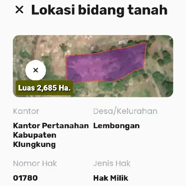 Dijual 2,685 Ha. Nusa Ceningan Nusa Lembongan Nusa Penida Klungkung