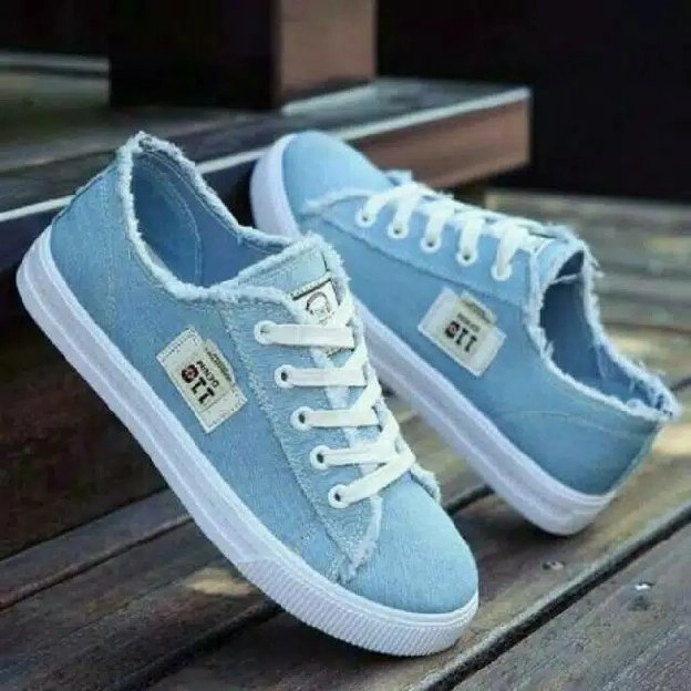 Promo sepatu sneakers wanita Jins Denim (Bisa COD)