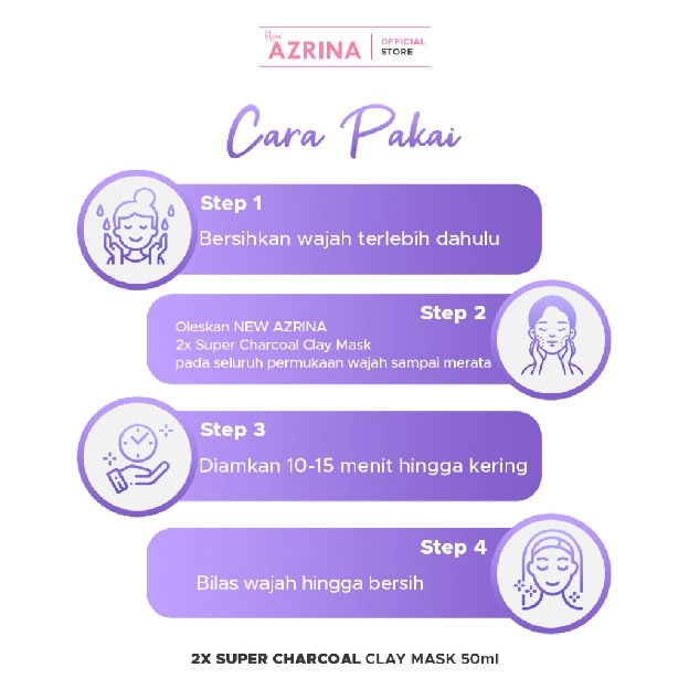 Azrina 2x Super Charcoal Clay Mask - Masker Wajah Brightening Wanita Pria Untuk Mengurangi Komedo