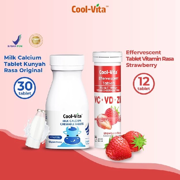 CoolVita Milk Calcium Chewable (Kunyah) Rasa Original Flavor isi 30 Tablets