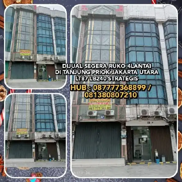 RUKO DIJUAL : DIJUAL SEGERA RUKO DI TANJUNG PRIOK JAKARTA UTARA LT87 LB240 STRATEGIS.H:087777368899/