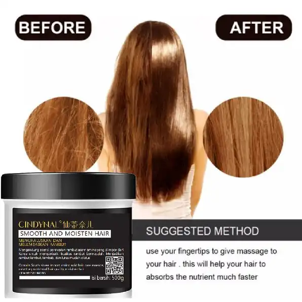 CINDYNAL Hair Mask BPOM Pelurus Rambut Tanpa Catok Smooth And Moisten Hair Film No Steaming Salon