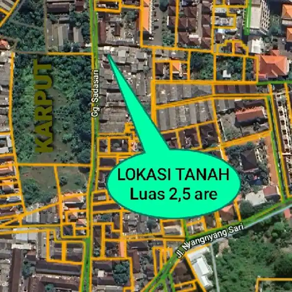 Dijual 2,5 are, Jl. Nyangnyang Sari Belakang THE KERANJANG Tuban Kuta