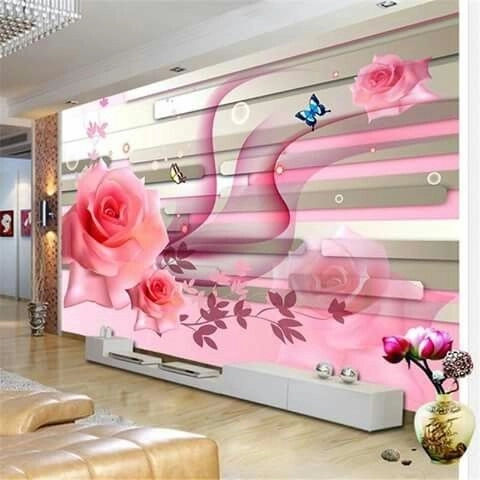 Pasang wallpaper dinding 3d custom toko jual dan pesan hordeng murah rollerblind vertikal blind