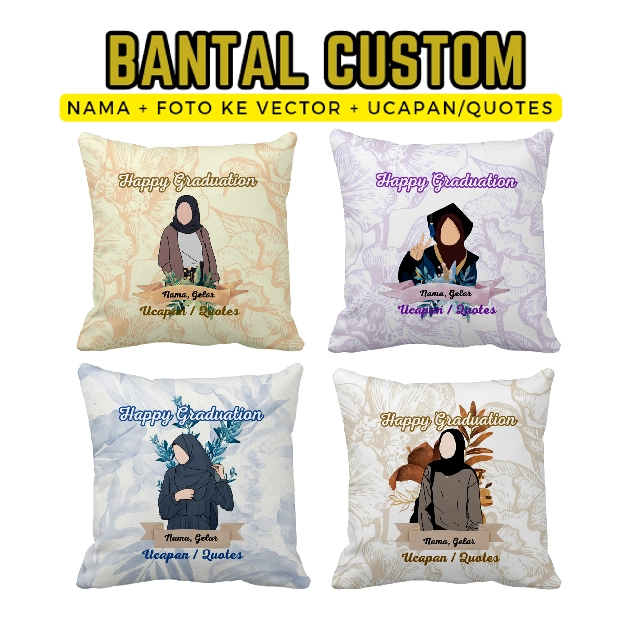 Bantal Custom Nama dan Foto | Bantal Sofa | Hadiah Wisuda | Perlengkapan Rumah