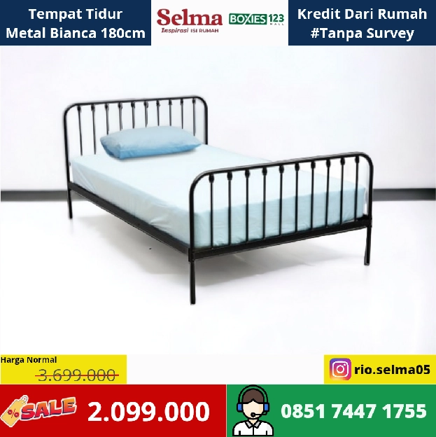 Tempat Tidur Metal Bianca Hitam 180cm