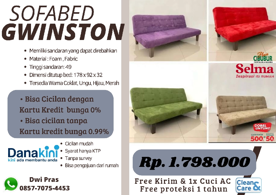 Sofabed Cantik dengan pilihan warna yang Menarik 