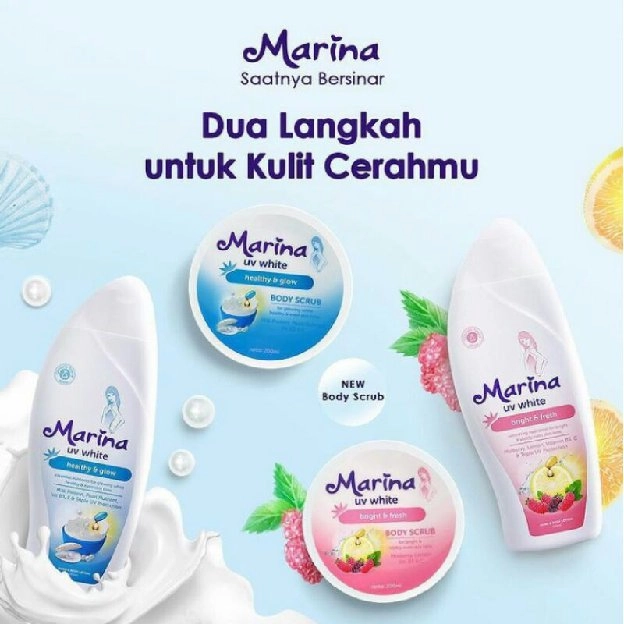 Paket Body Care Marina Lulur Body Scrub 200 ml dan Lotion 460 ml