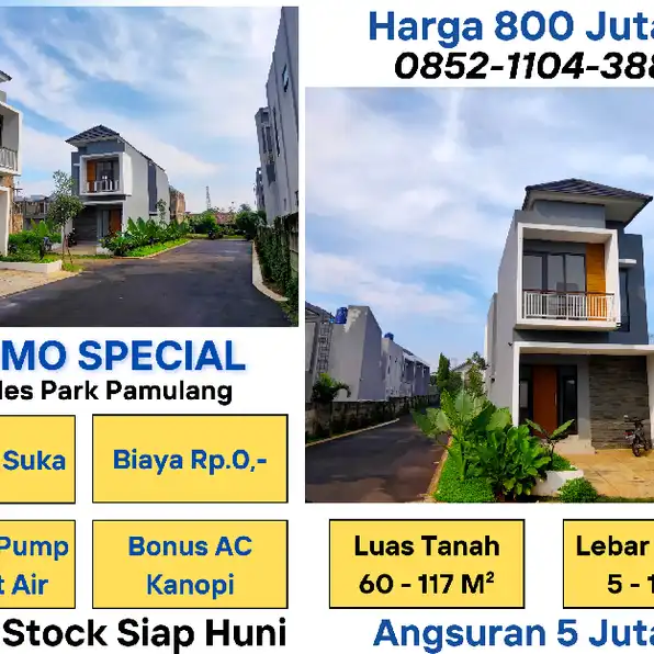 siap huni 2 lantai harga 800 jutaan di pusat pamulang