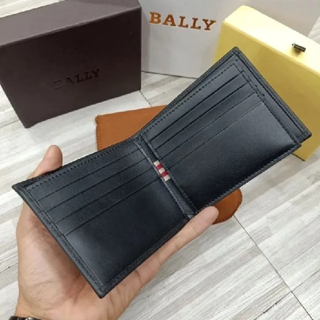 Dompet Bally Logo List Merah Putih Dompet Lipat Kulit