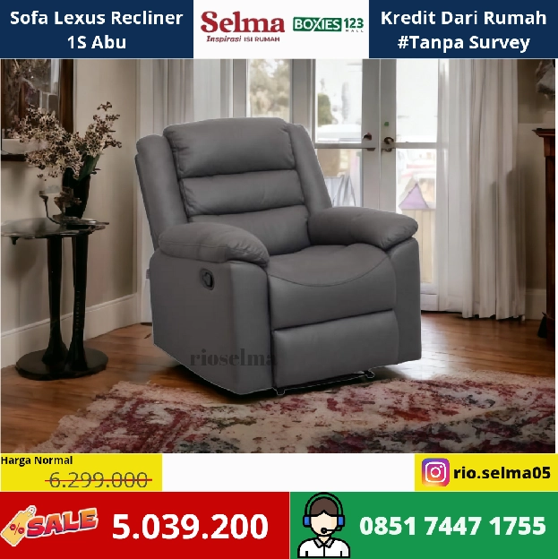 Sofa Lexus Recliner Fabric Abu-abu 