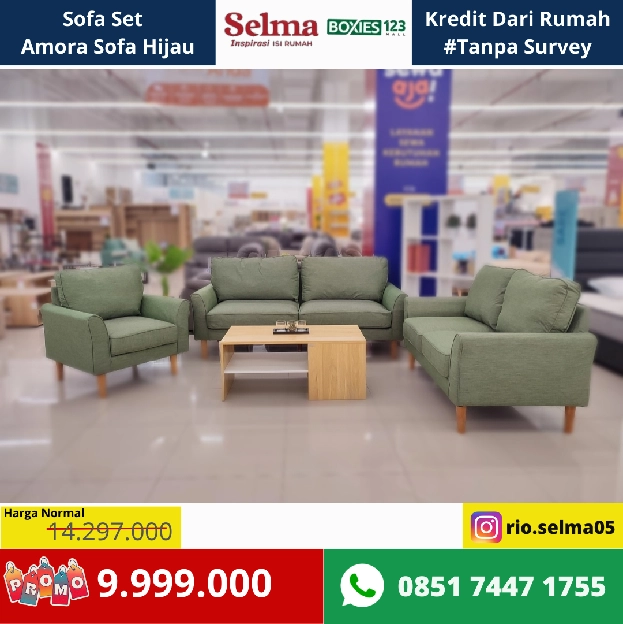 Sofa Set Amora Fabric Hijau