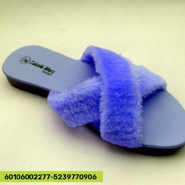 Sandal Bulu Silang Slop Syantikk 