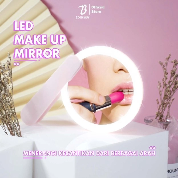 Lampu LED Mirror Cermin Make Up Bulat Dengan Lampu LED / Make Up LED Mirror Standing / Cermin Lipat 