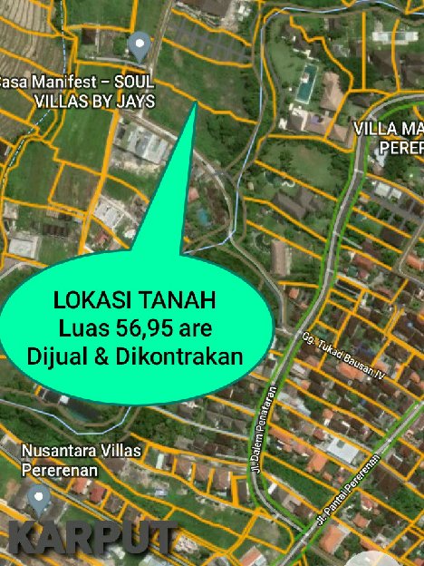 Dijual 56,95 are, Jl. Dalem Penataran Pantai Pererenan & Pantai 5 Mengwi