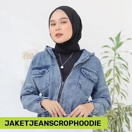 DISKON ❗❗JAKET JEANS CROP HOODIE / JAKET JEANS WANITA