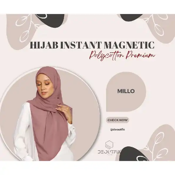 Hijab Magnetic Polycotton Premium Instant Kerudung Magnet segi empat instan Jilbab Magnetik