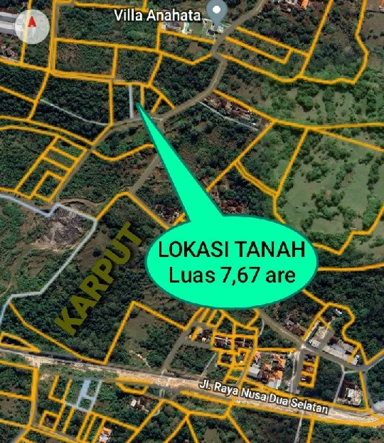 Dijual 7,67 are, Jl. Raya Nusa Dua Selatan Sawangan Benia Kuta Selatan