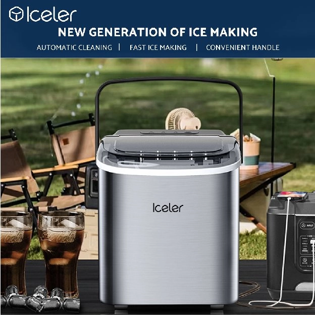 Mesin Es Iceler Portable Ice Maker 12KG per Hari Dengan Handle membuat es cepat 6 menit jadi 9pcs es