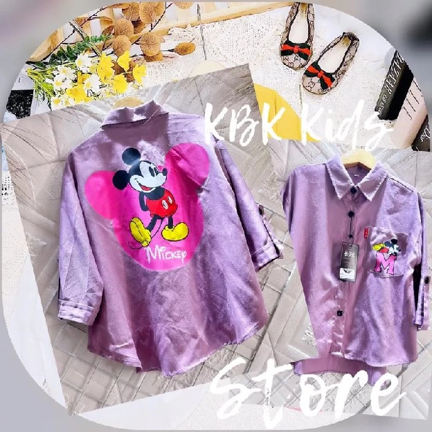 MURAH ❗❗ATASAN KEMEJA/BLOUSE ANAKGAMBAR MICKEY MOUSE DAN MOSCHINO